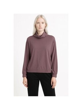 NWT DENVER HAYES Lilac Purple Mock Neck Jersey Knit Relaxed Long Sleeve Top XS-M